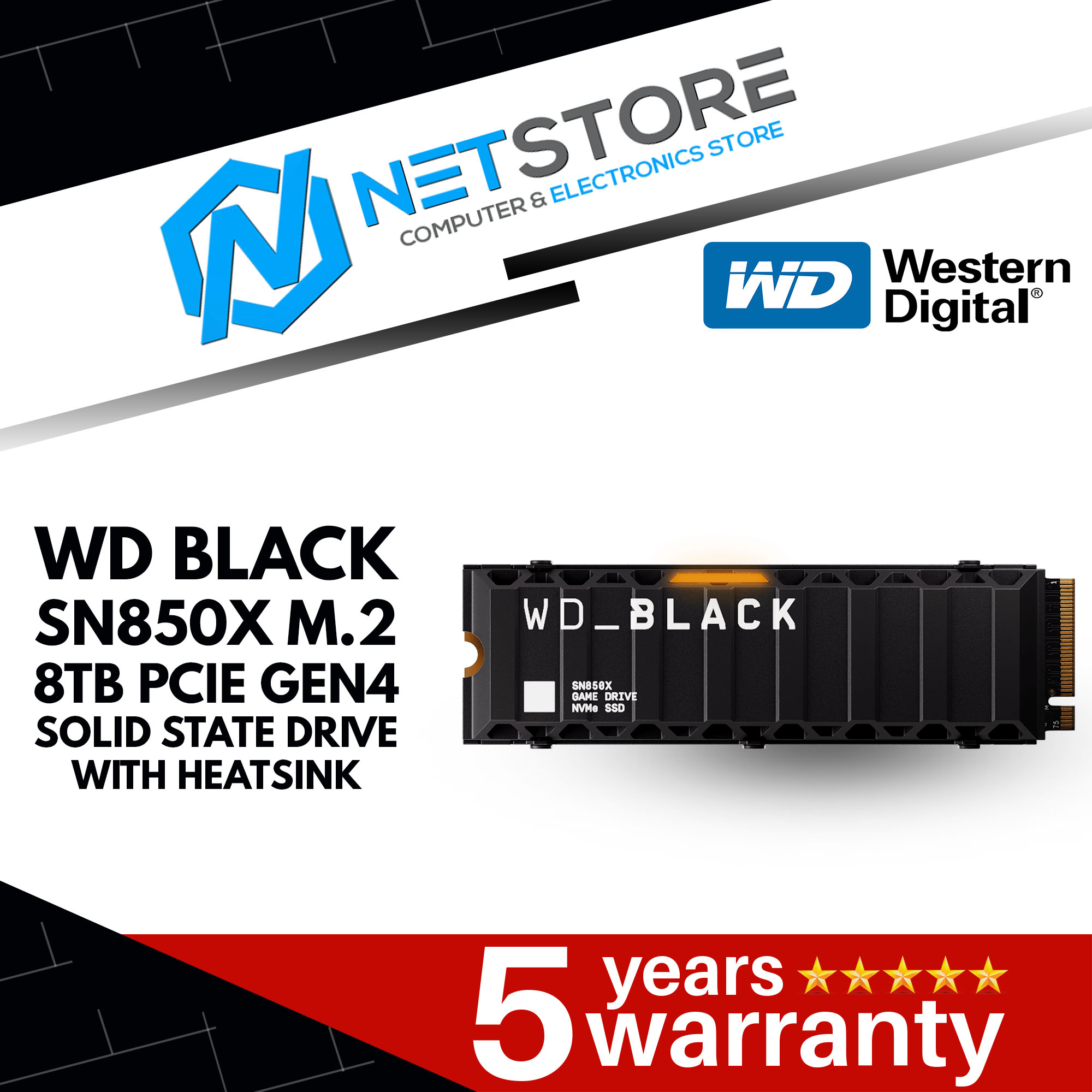 WESTERN DIGITAL WD BLACK SN850X 8TB NVMe INTERNAL SSD GAMING WITH HEATSINK - WDS800T2XHE