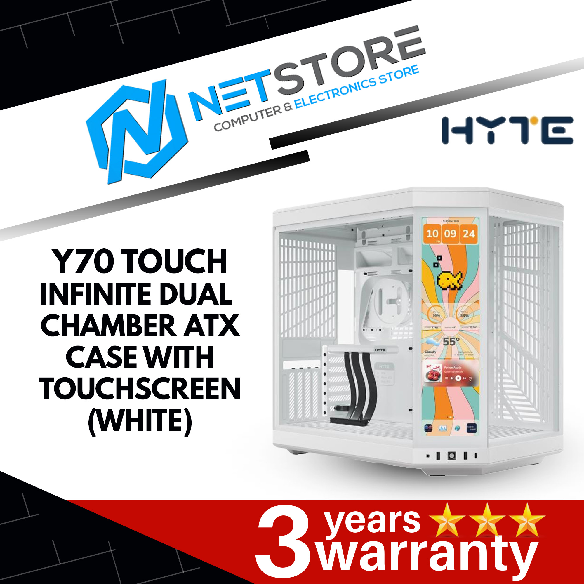 HYTE Y70 TOUCH INFINITE DUAL CHAMBER ATX CASE WITH TOUCHSCREEN - (BLACK | WHITE)