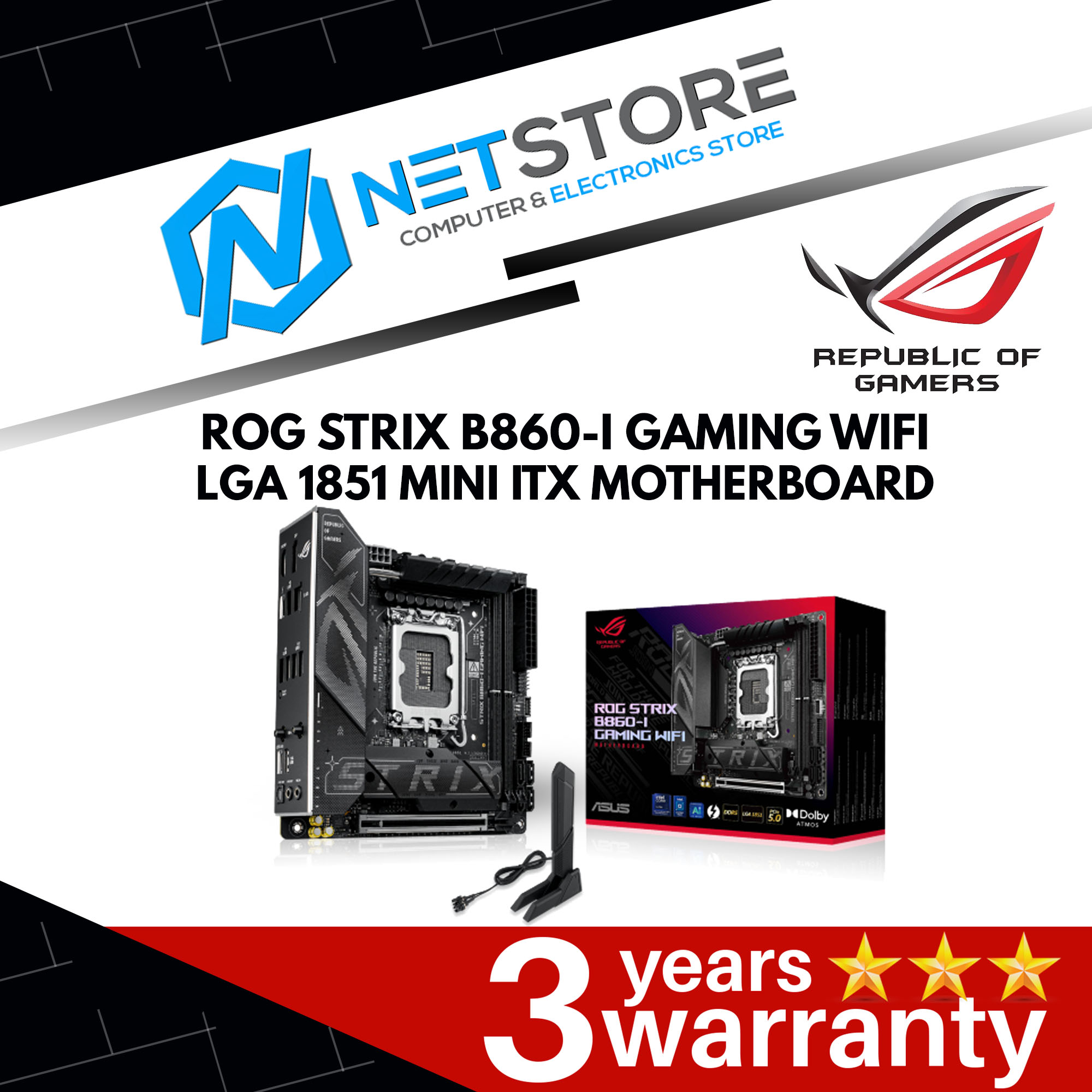 ASUS ROG STRIX B860-I GAMING WIFI LGA 1851 MINI ITX MOTHERBOARD - 90MB1JB0-M0UAY0