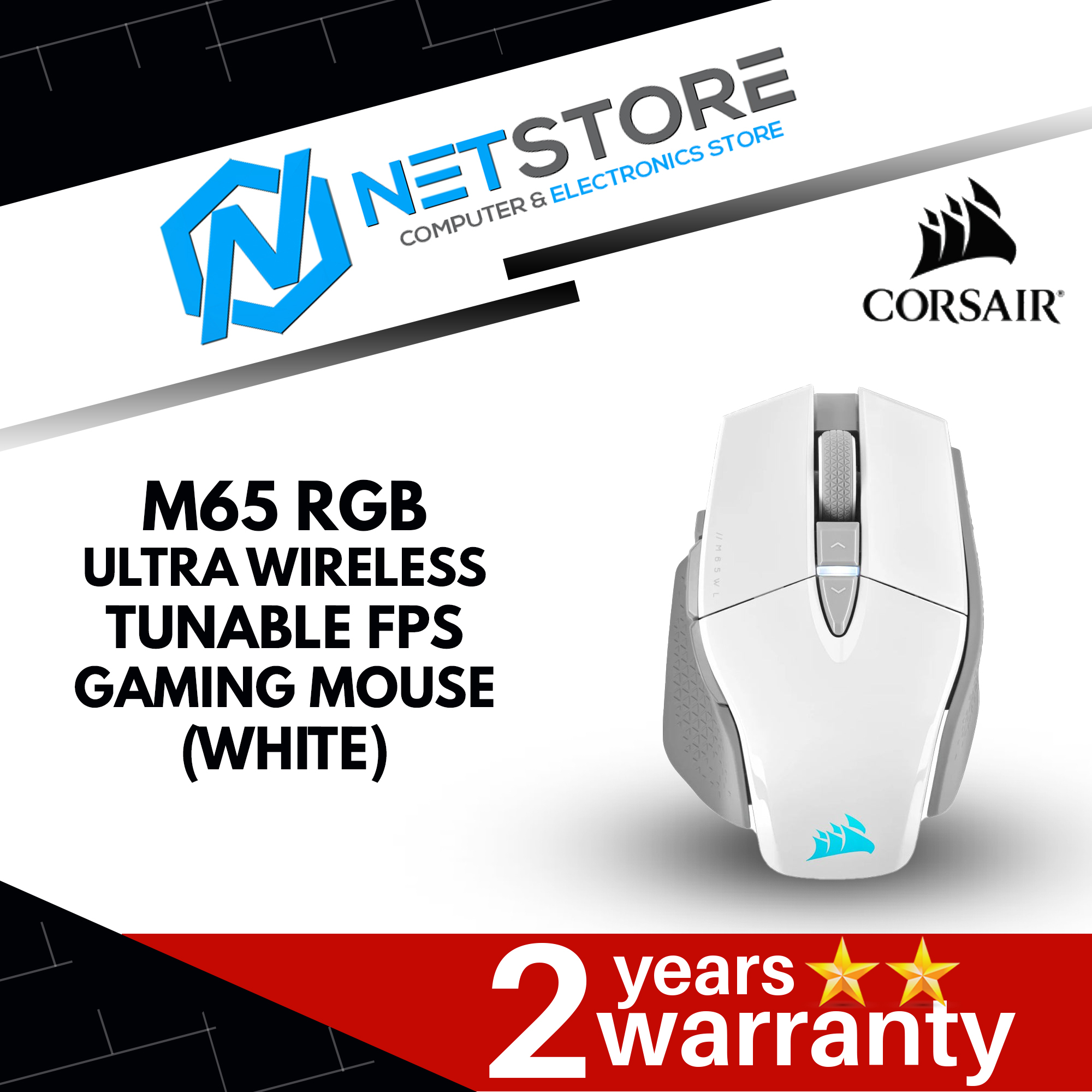CORSAIR M65 RGB ULTRA WIRELESS TUNABLE FPS GAMING MOUSE - WHITE - CH-9319511-AP2