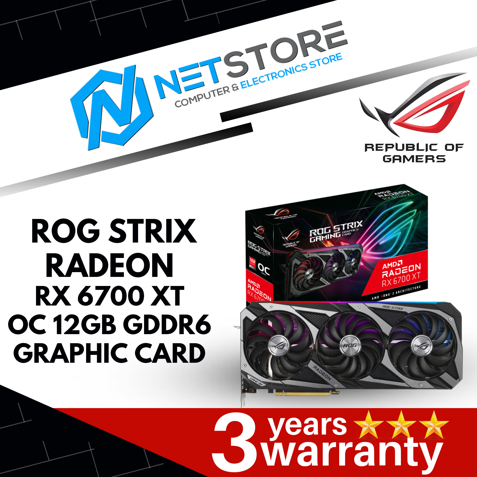 ASUS ROG STRIX RX 6700 XT OC EDITION 12GB GDDR6 GRAPHIC CARD - ROG-STRIX-RX6700XT-O12G-GAMING