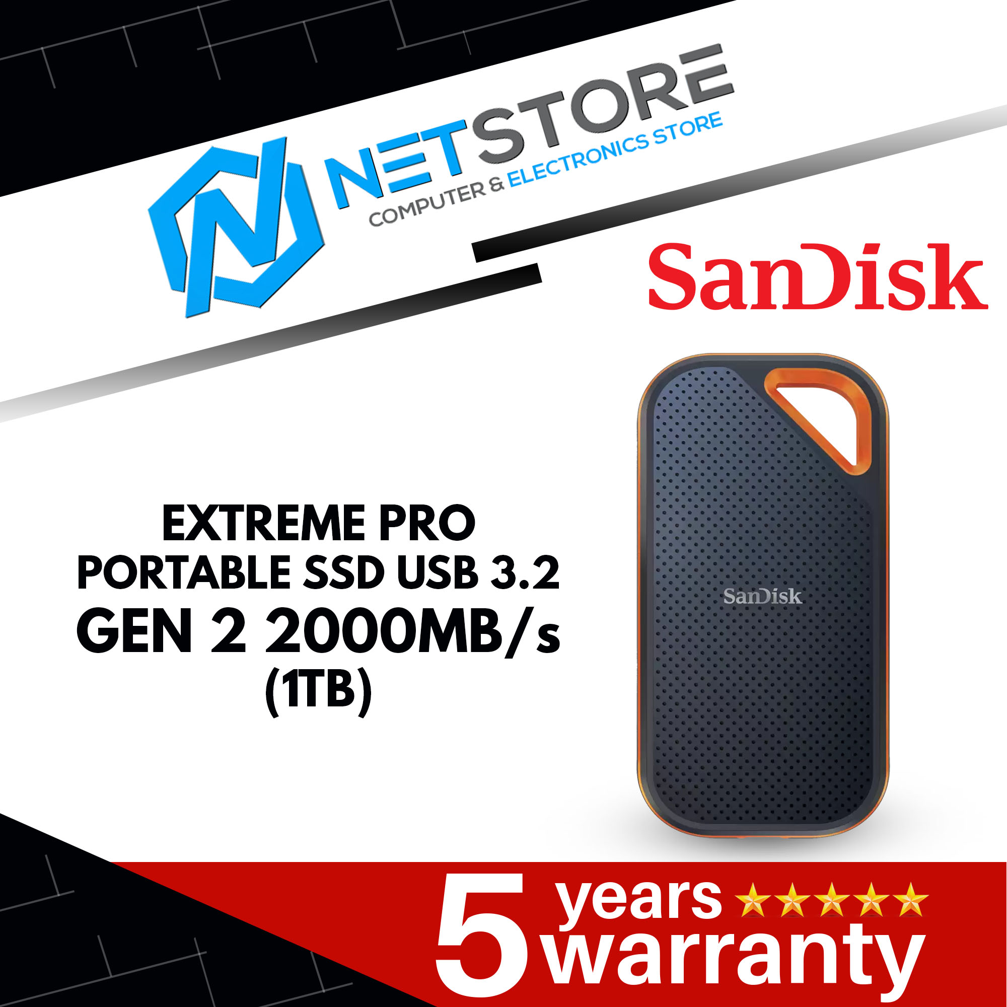 SANDISK EXTREME PRO PORTABLE SSD USB 3.2 GEN 2 (1TB, 2TB, 4TB)