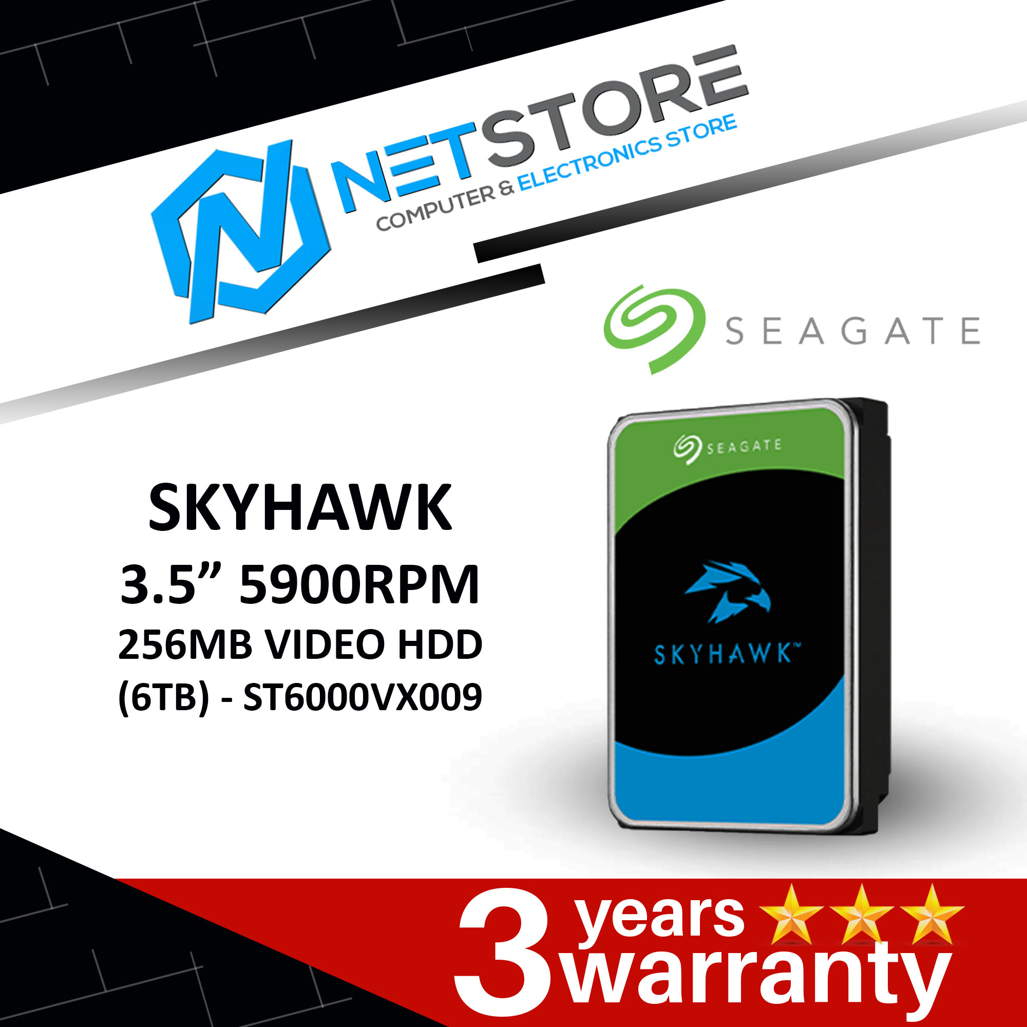SEAGATE SKYHAWK 3.5” 5900RPM VIDEO HDD (1TB, 2TB, 3TB, 4TB, 6TB, 8TB)