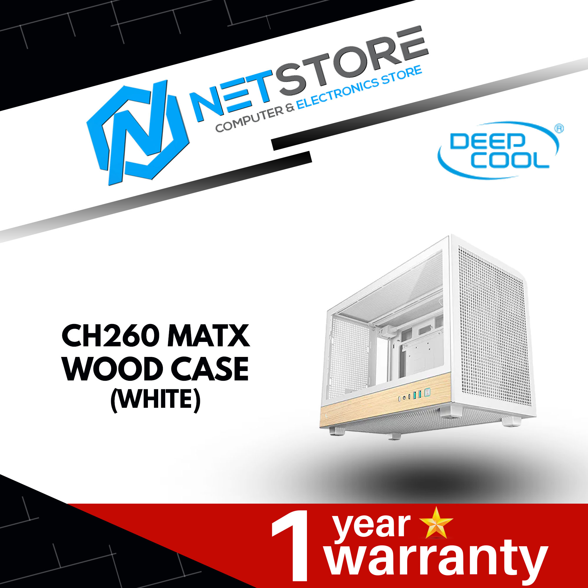 DEEPCOOL CH260 MATX WOOD CASE (BLACK/WHITE)