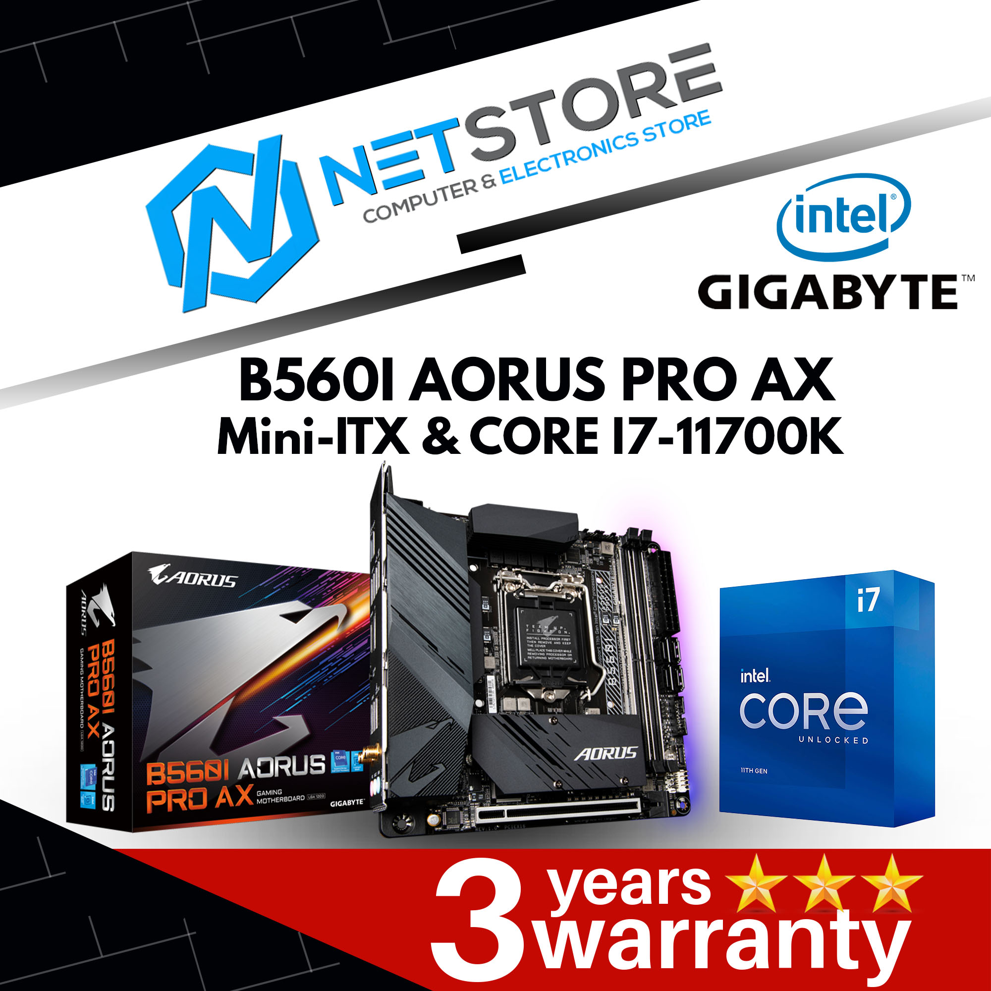 PWP GIGABYTE B560I AORUS PRO AX Mini-ITX & INTEL CORE I7-11700K PROCESSOR
