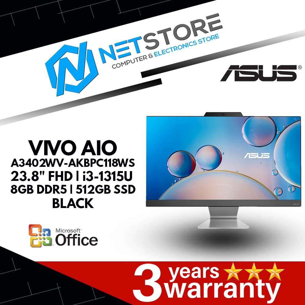 ASUS VIVO AIO A3402WV-AKBPC098WS 23.8" FHD  i3-1315U | 8GB DDR5 | 512GB SSD - BLACK