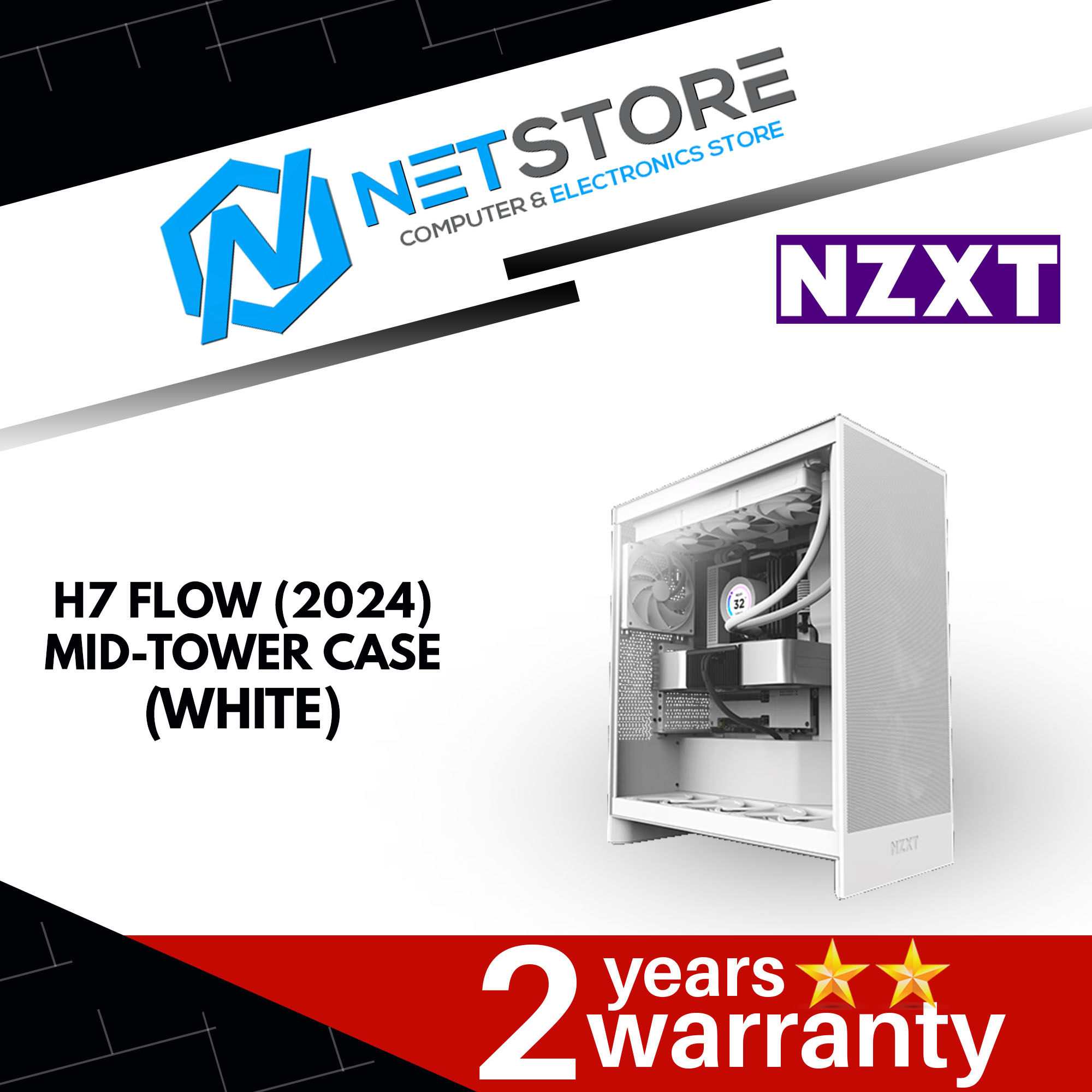 NZXT H7 Flow (2024) Mid-Tower Case - Black/White