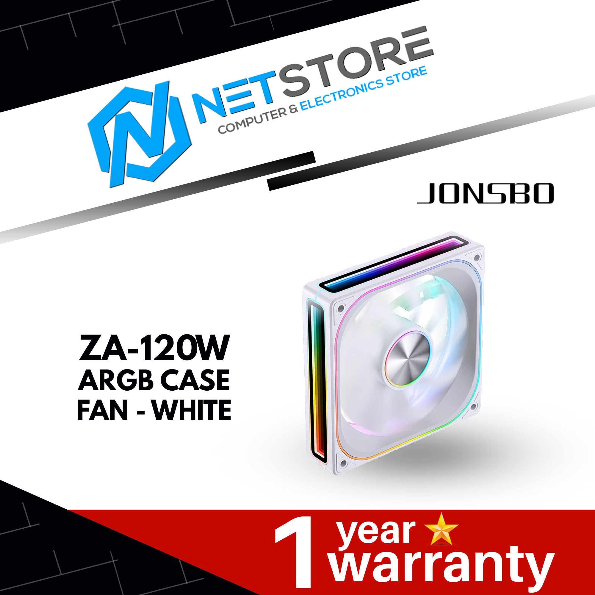 JONSBO ZA-120W ARGB CASE FAN - WHITE - 6970620554457