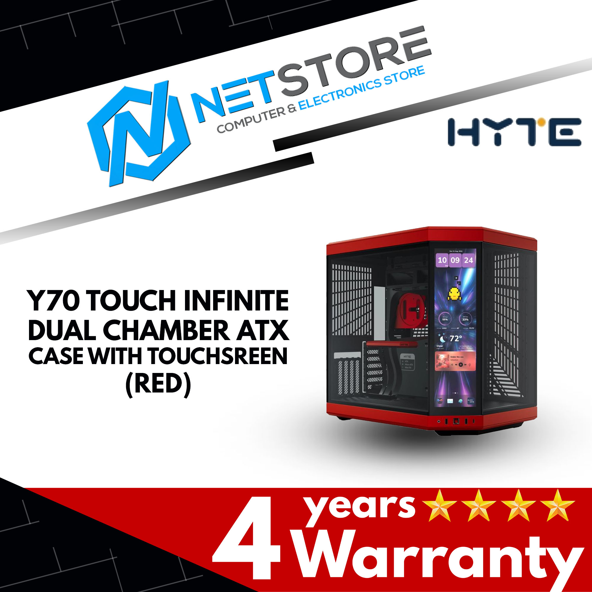HYTE Y70 TOUCH INFINITE DUAL CHAMBER ATX CASE WITH TOUCHSREEN (WHITE/BLACK)