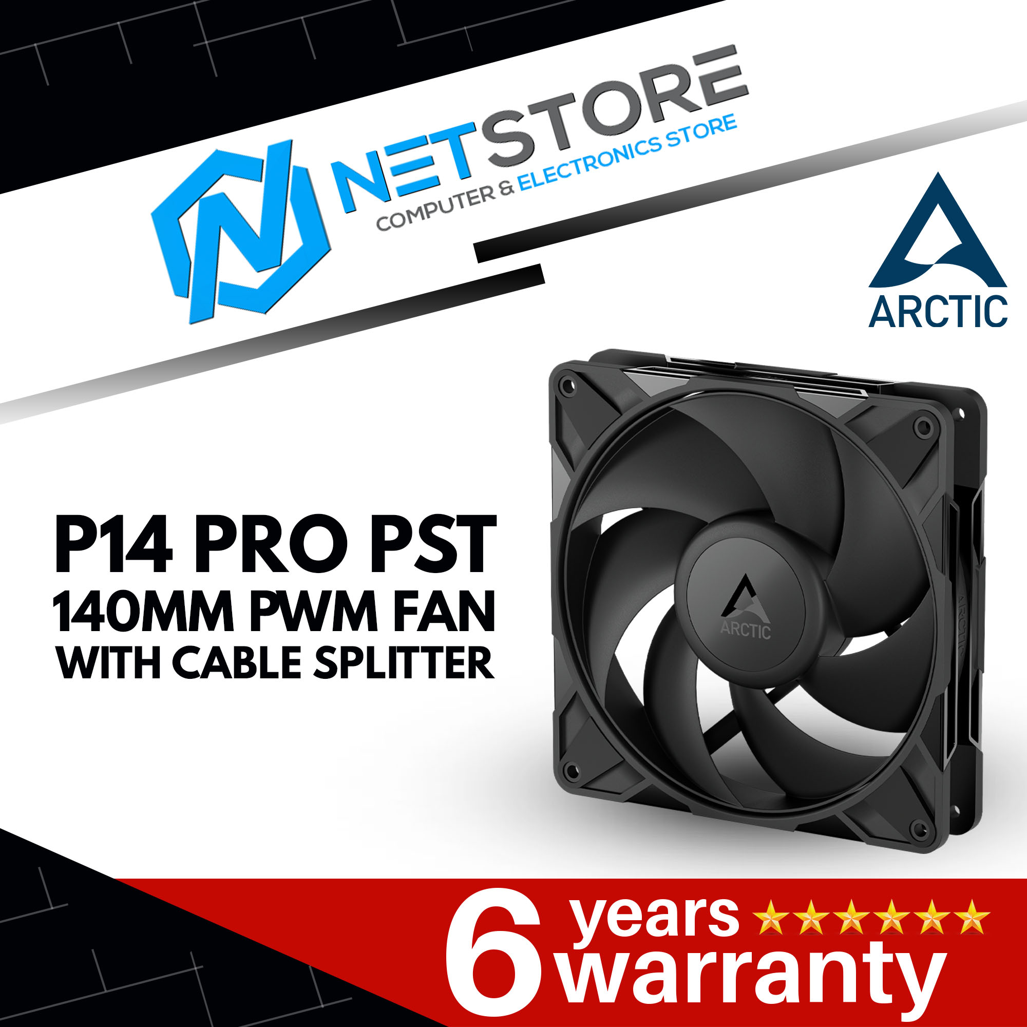 ARCTIC P14 PRO PST 140MM PWM FAN WITH CABLE SPLITTER - ACFAN00314A