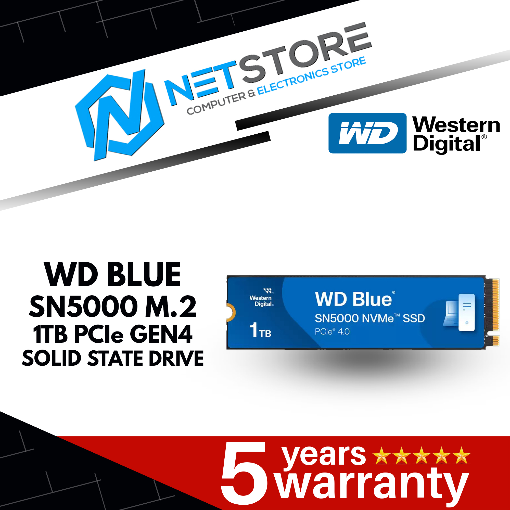 WESTERN DIGITAL BLUE SN5000 NVMe GEN4x4 SSD - (500GB | 1TB | 2TB | 4TB)