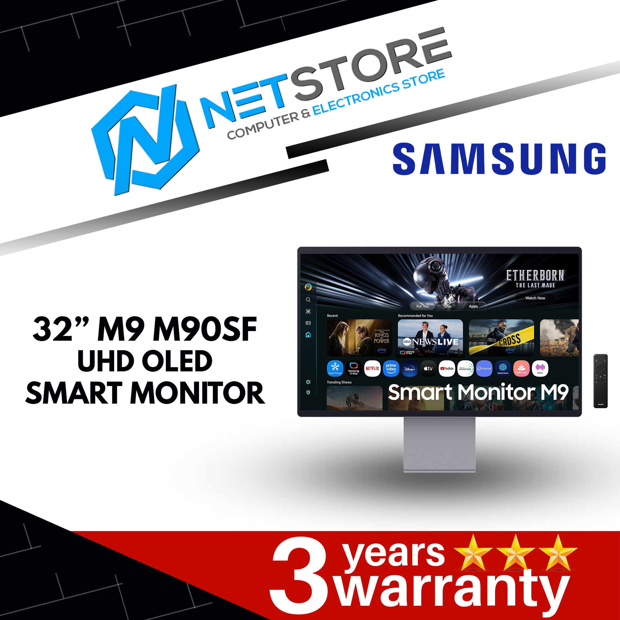 SAMSUNG 32" M9 M90SF UHD OLED SMART MONITOR - LS32FM902SEXXS