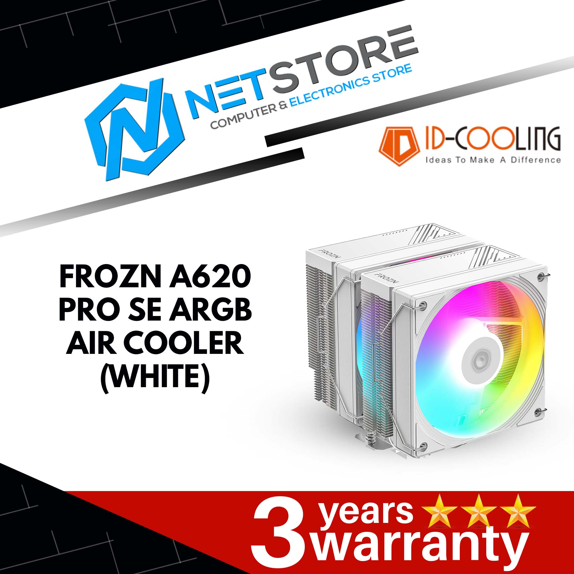 ID-COOLING FROZN A620 PRO SE ARGB AIR COOLER - WHITE - ID-CPU-FROZN-A620-PRO-SE-ARGB-WHITE