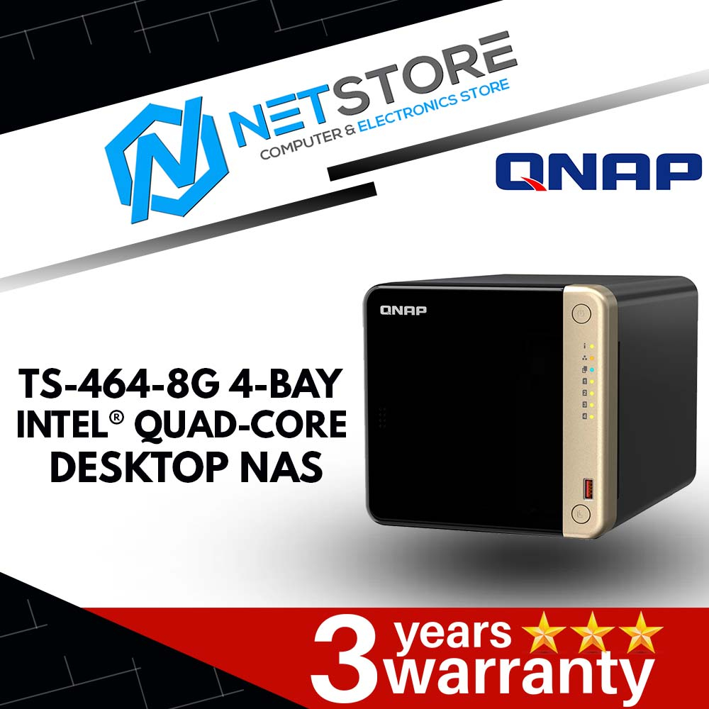 QNAP TS-464-8G 4-BAY INTEL® QUAD-CORE DESKTOP NAS