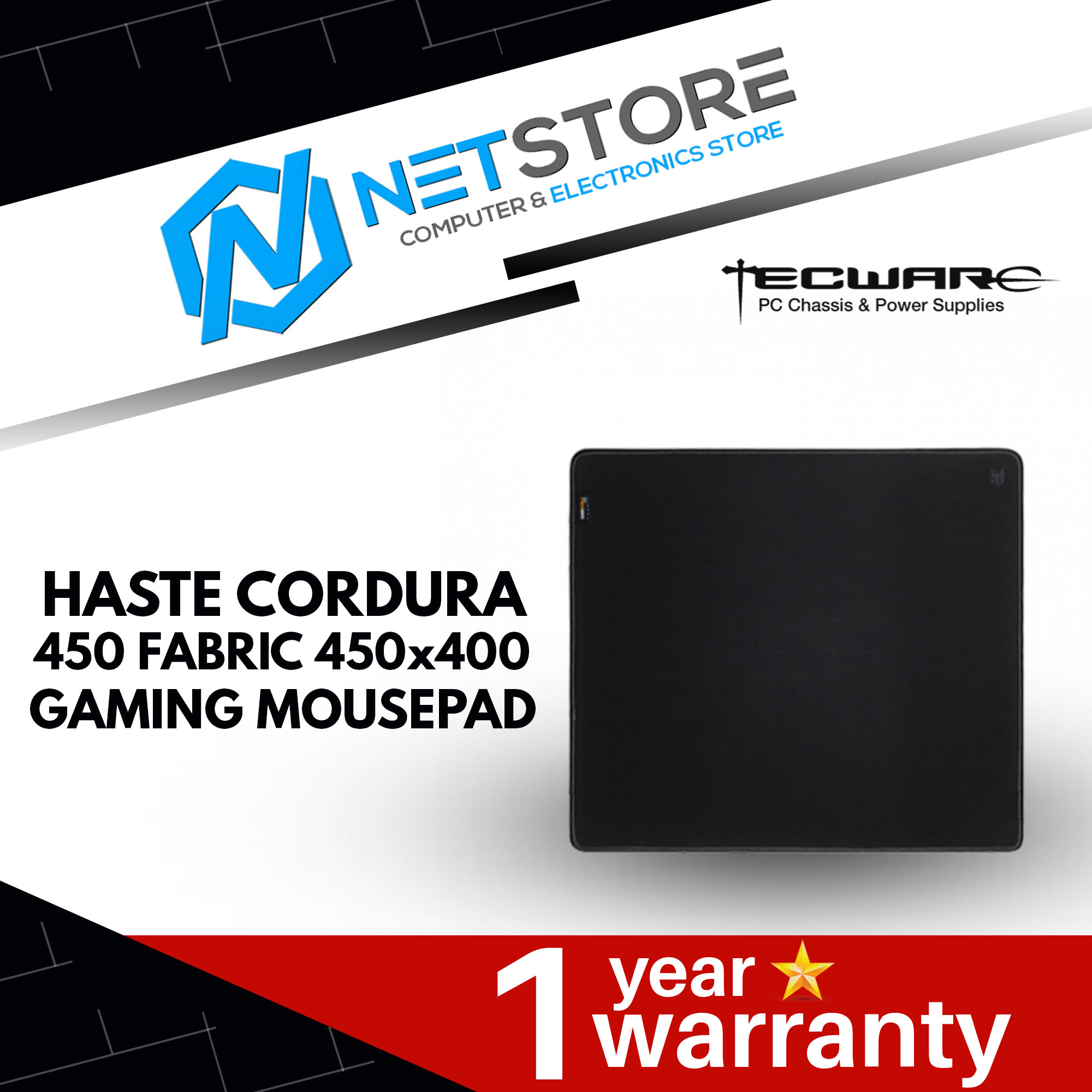 TECWARE HASTE CORDURA 450 FABRIC GAMING MOUSEPAD - 450x400 - TWAC-HSCDR450