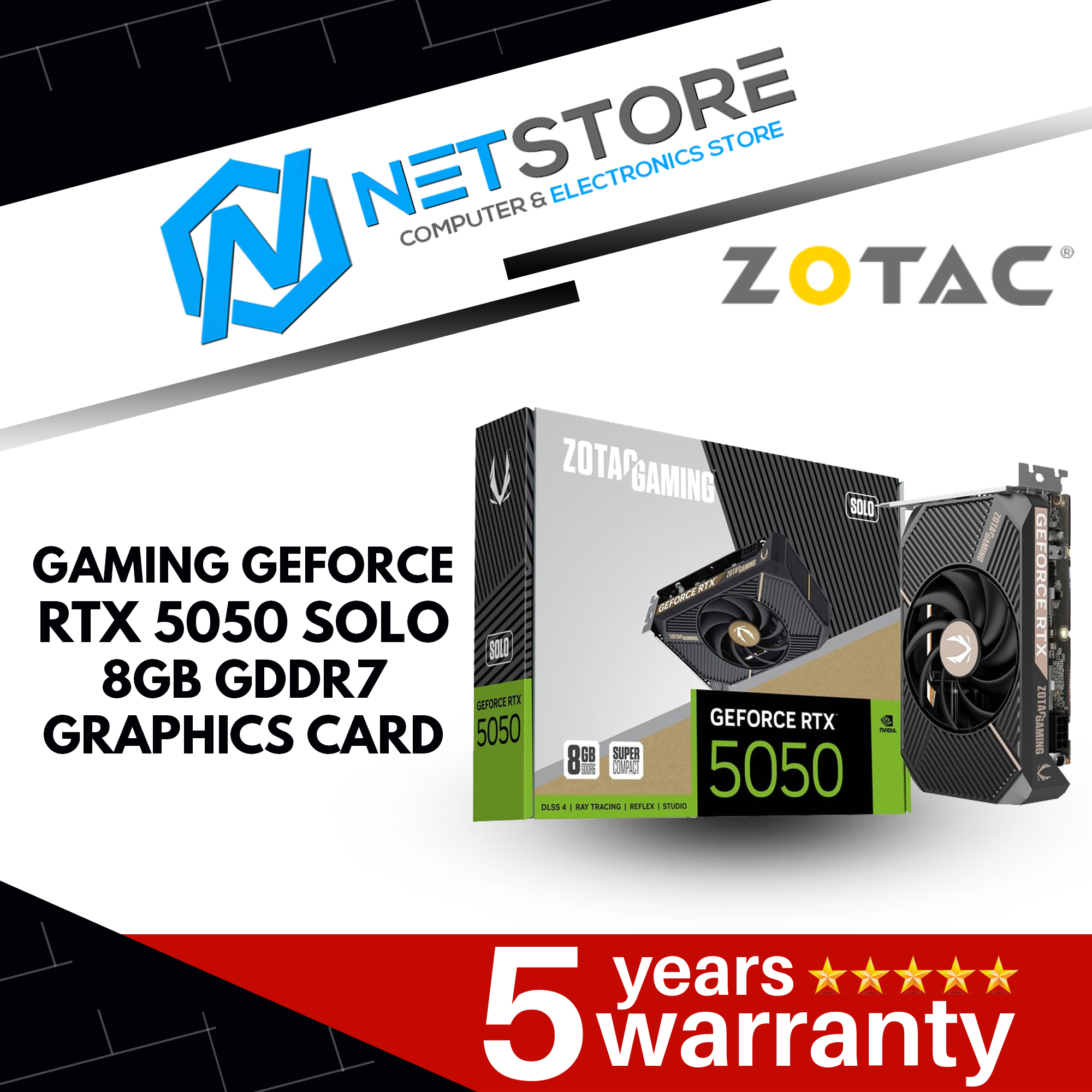 ZOTAC GAMING GEFORCE RTX 5050 SOLO 8GB GRAPHIC CARD - ZT-B50500G-10L