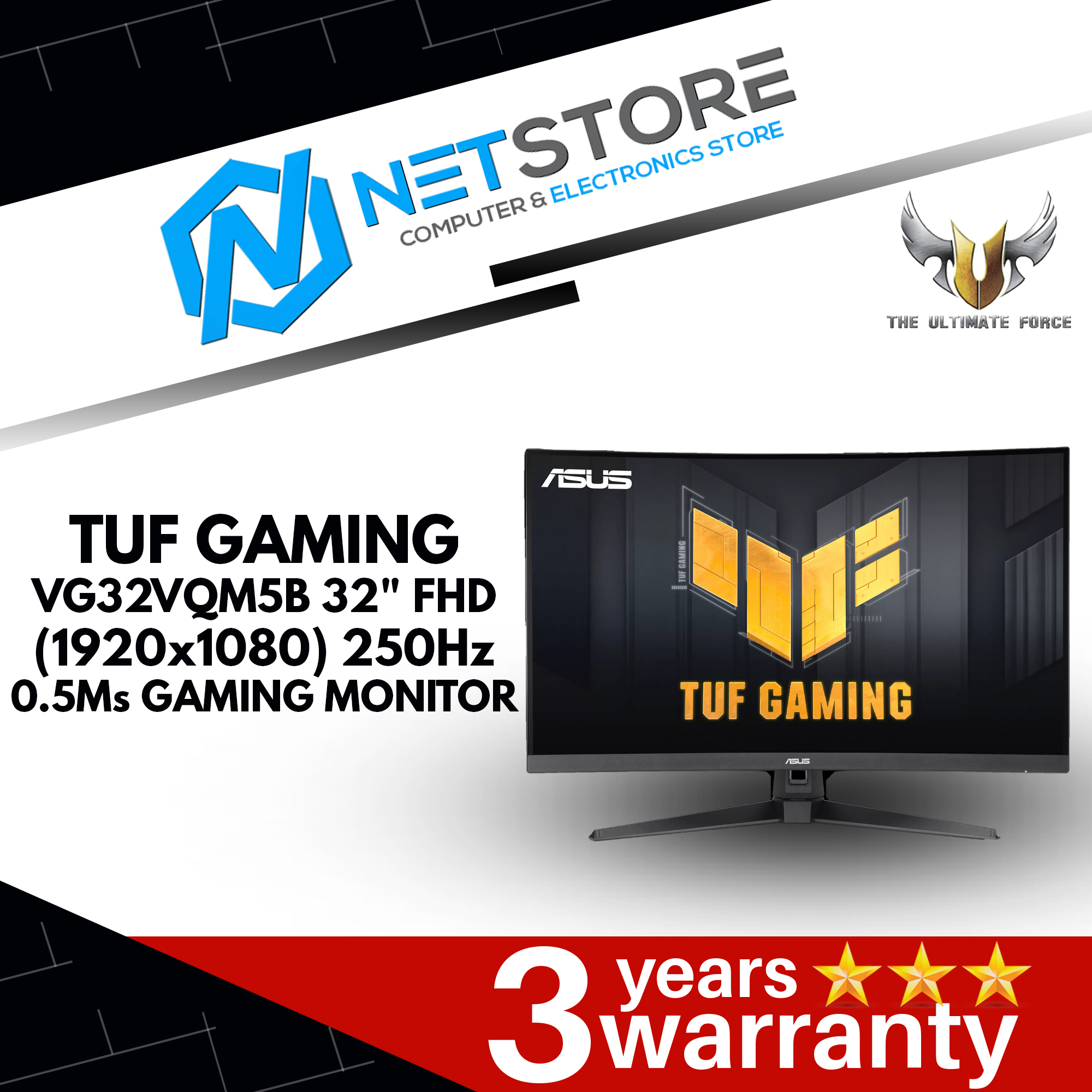 ASUS TUF GAMING SERIES 5 - VG32VQM5B 31.5 INCH FULL HD CURVED 250Hz 0.5MS GAMING MONITOR - 90LM0BI1-
