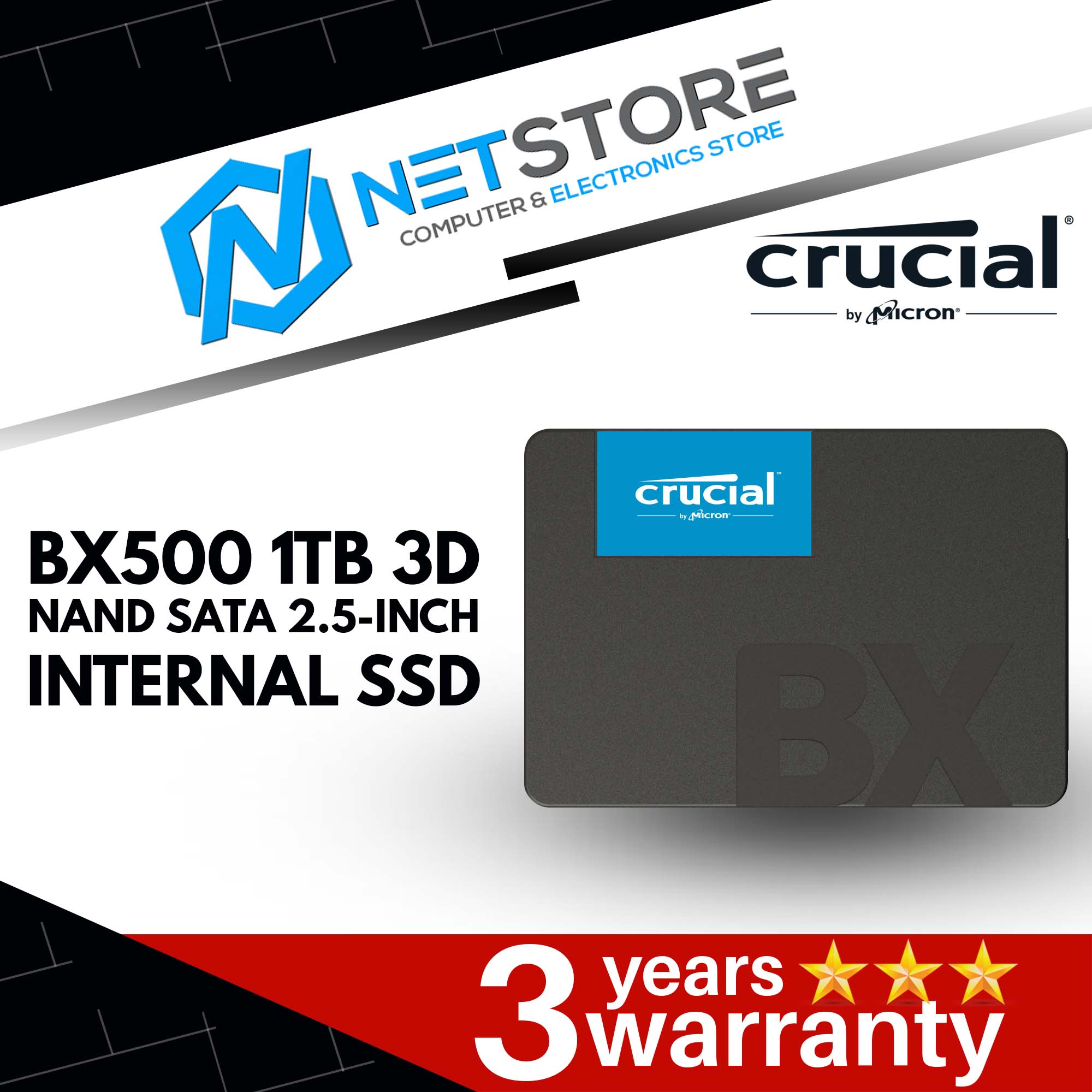 CRUCIAL BX500 1TB 3D NAND SATA 2.5-INCH INTERNAL SSD - CT1000BX500SSD1