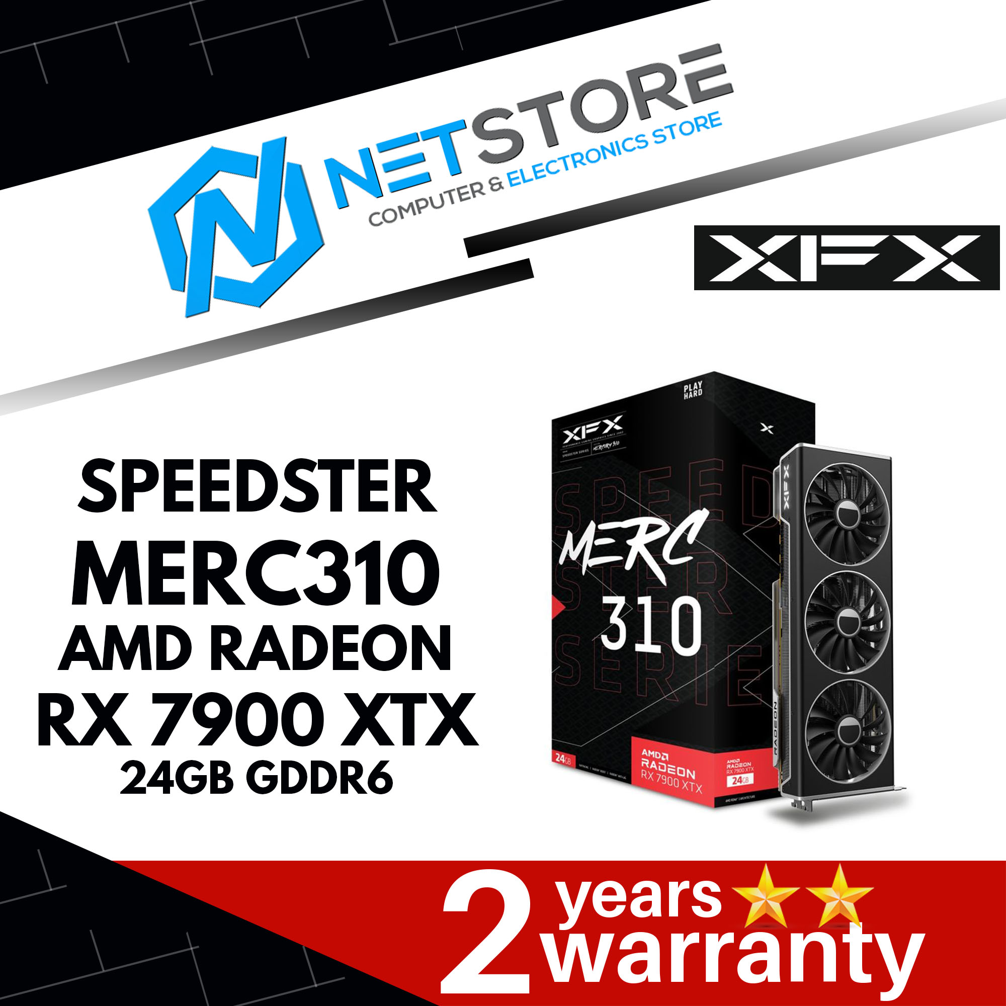 XFX SPEEDSTER MERC310 AMD RADEON™ RX 7900XTX BLACK  GAMING GRAPHICS CARD  WITH 24GB GDDR6,  AMD RDNA