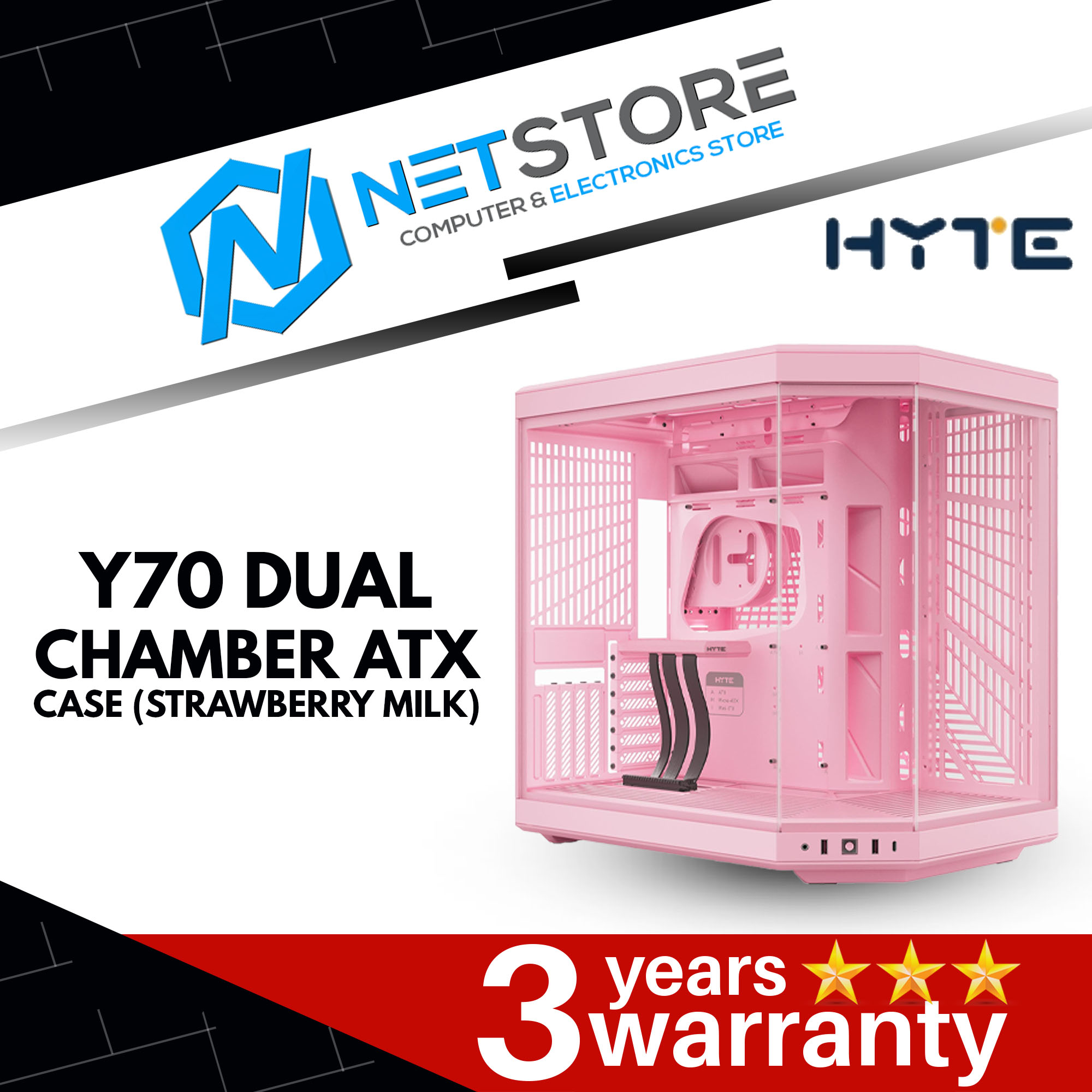 HYTE Y70 DUAL CHAMBER ATX CASE (BLACK/SNOW WHITE/BLUEBERRY MILK/STRAWBERRY MILK)
