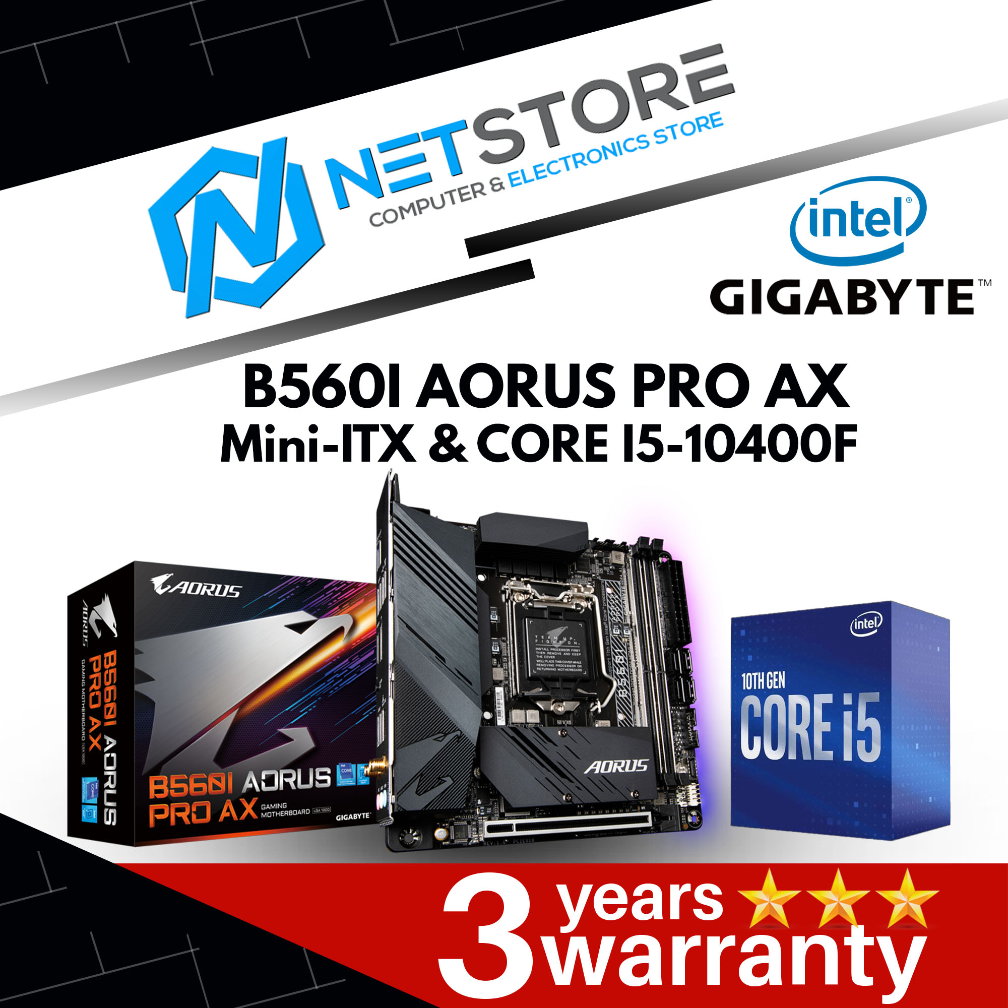 PWP GIGABYTE B560I AORUS PRO AX Mini-ITX & INTEL CORE I5-10400F PROCESSOR