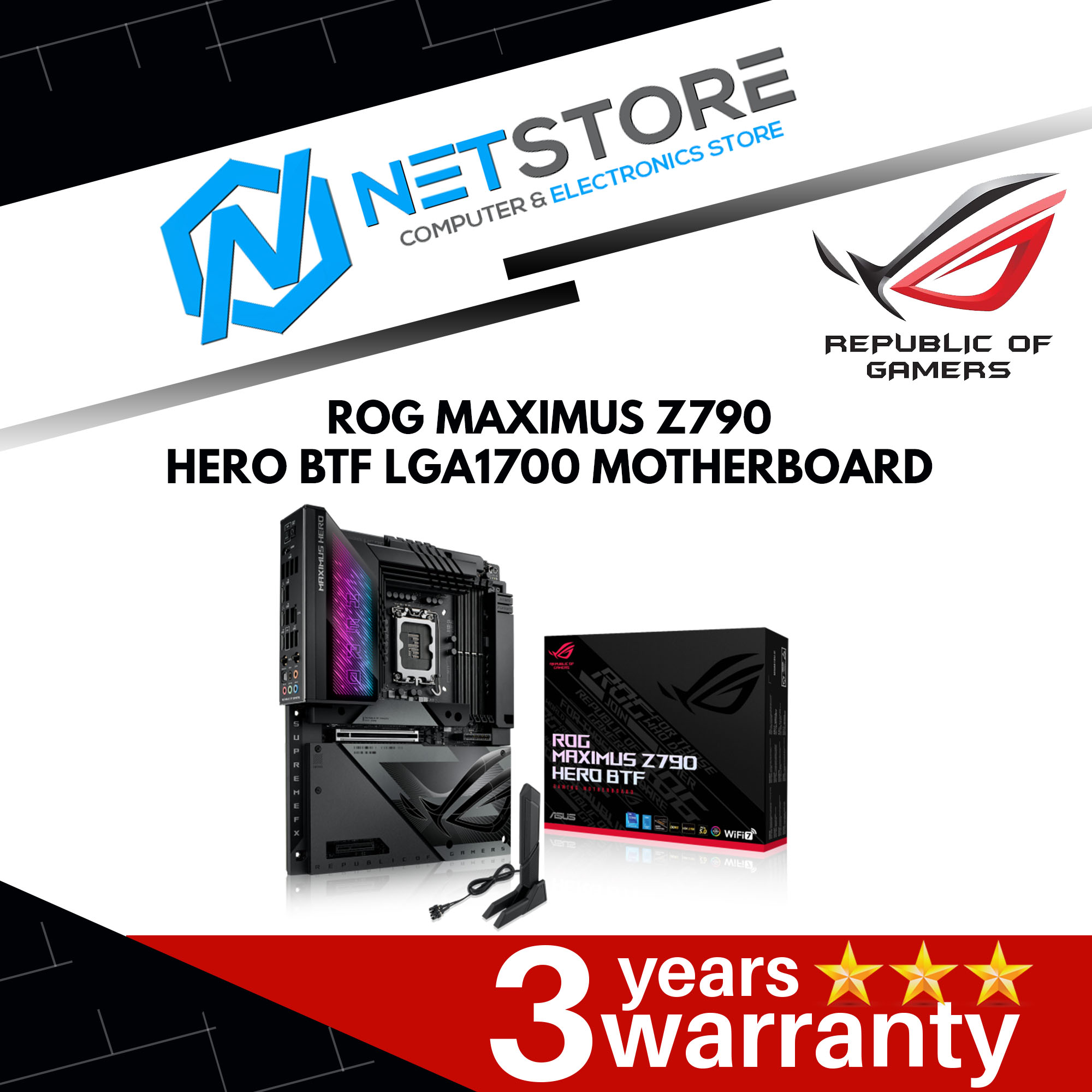 ASUS ROG MAXIMUS Z790 HERO BTF LGA1700 MOTHERBOARD - 90MB1H50-M0UAY0