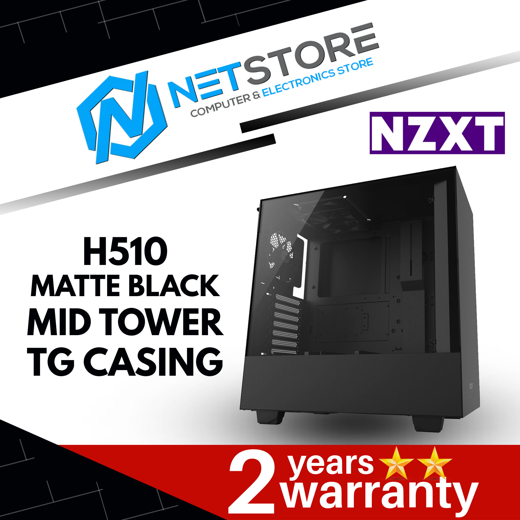 NZXT H510 MATTE BLACK MID TOWER TG CASING CA-H510B-B1