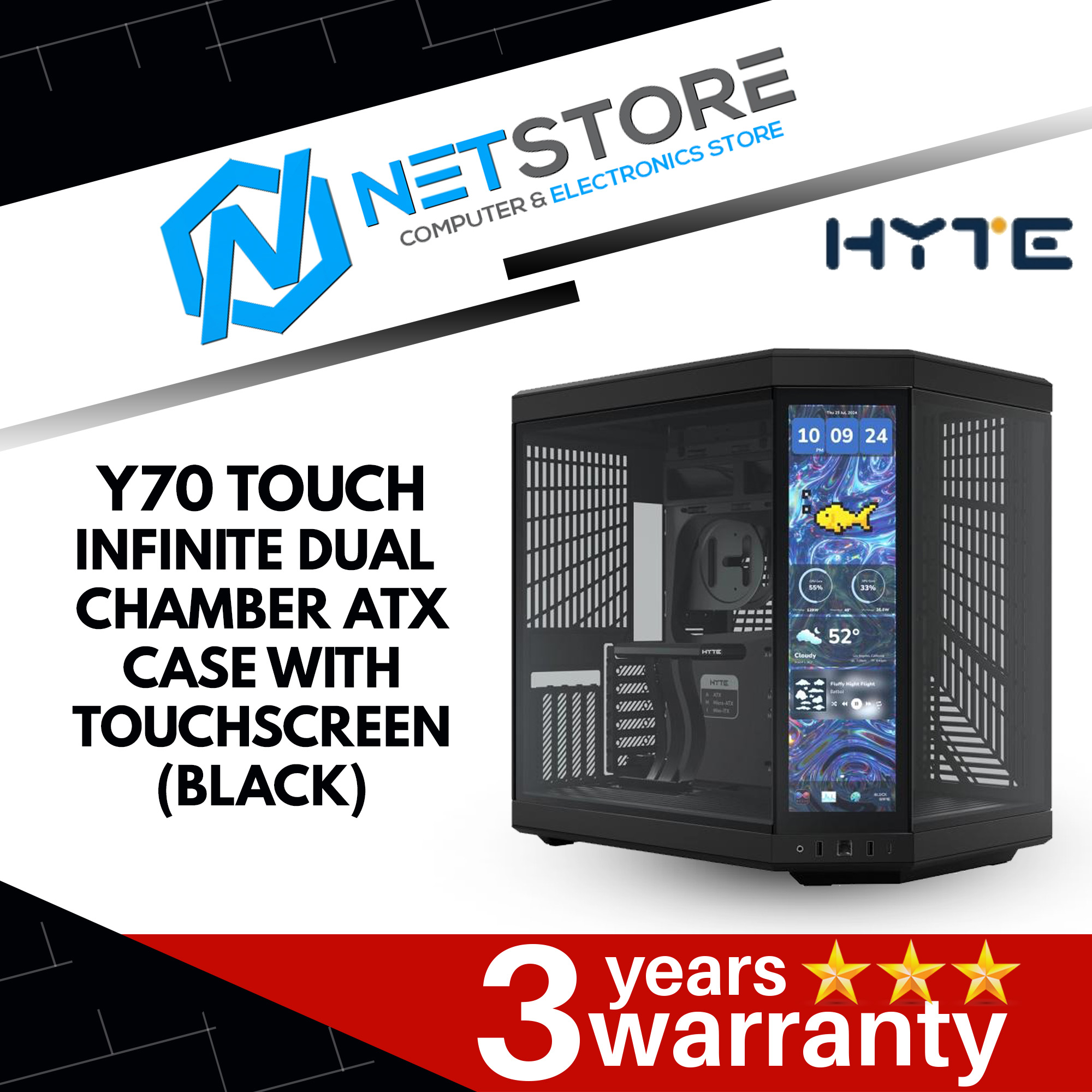 HYTE Y70 TOUCH INFINITE DUAL CHAMBER ATX CASE WITH TOUCHSCREEN - (BLACK | WHITE)