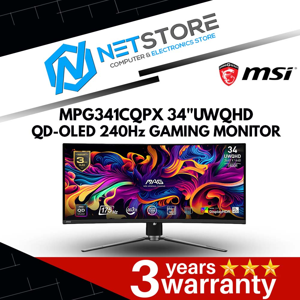 MSI MPG341CQPX 34"UWQHD QD-OLED 240Hz GAMING MONITOR - 9S6-3DD04T-029