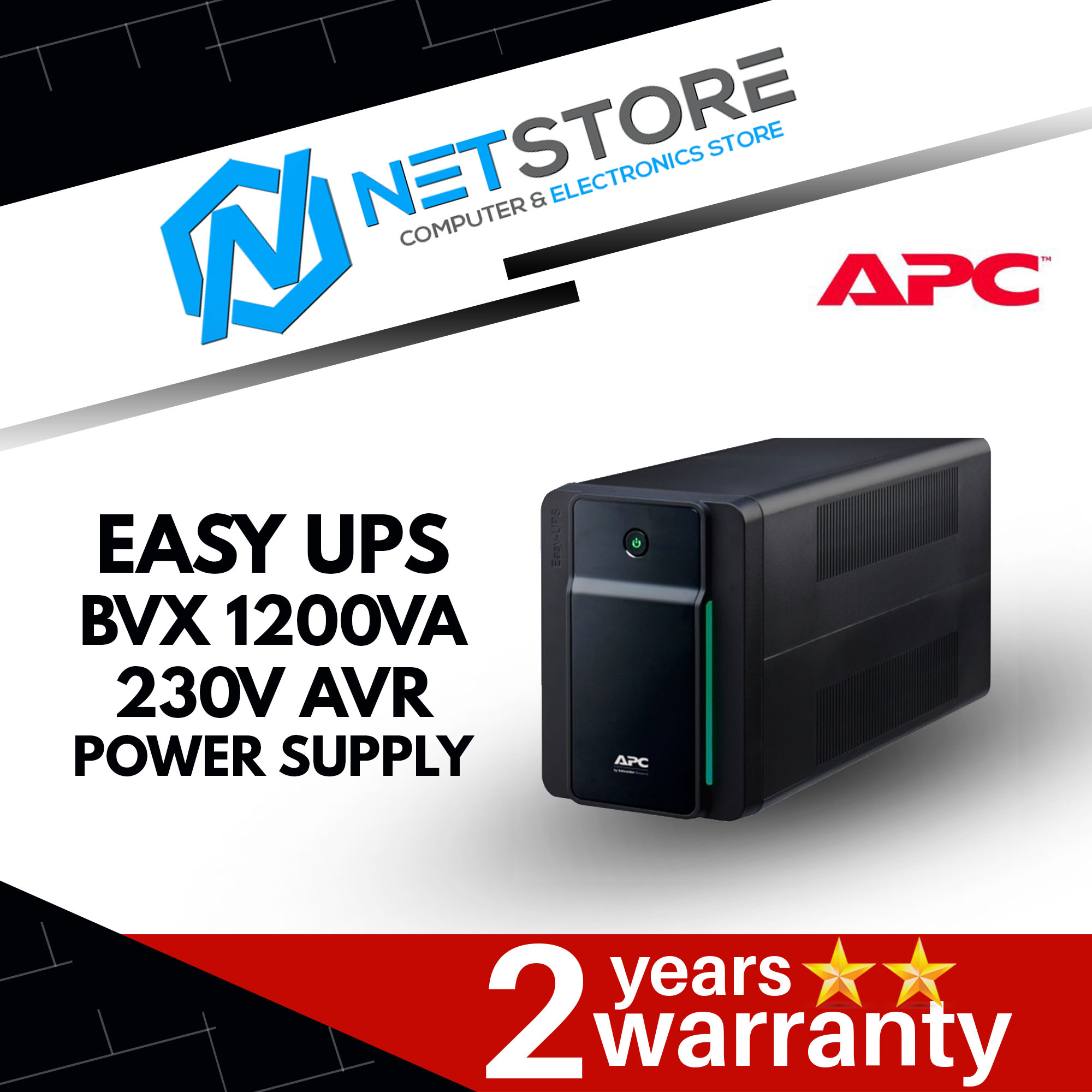 APC Easy UPS BVX 1200VA | 230V | AVR | UNIVERSAL SOCKETS POWER SUPPLY - BVX1200LI-MS