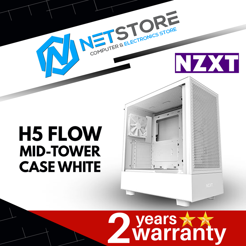 NZXT H5 FLOW MID-TOWER CASE - WHITE CC-H51FW-01