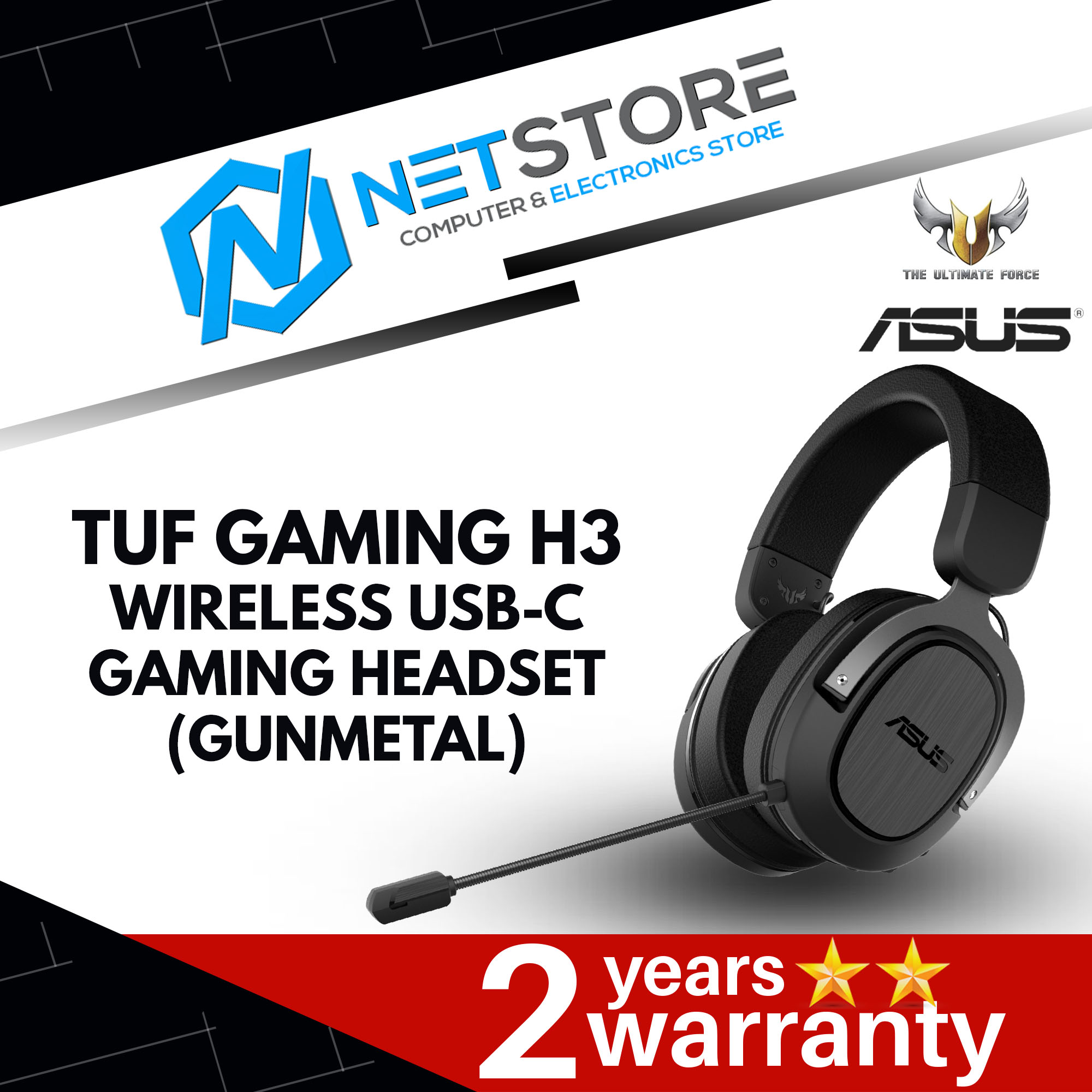 ASUS TUF GAMING H3 WIRELESS USB-C GAMING HEADSET (GUN METAL) - 90YH02ZG-B3UA00