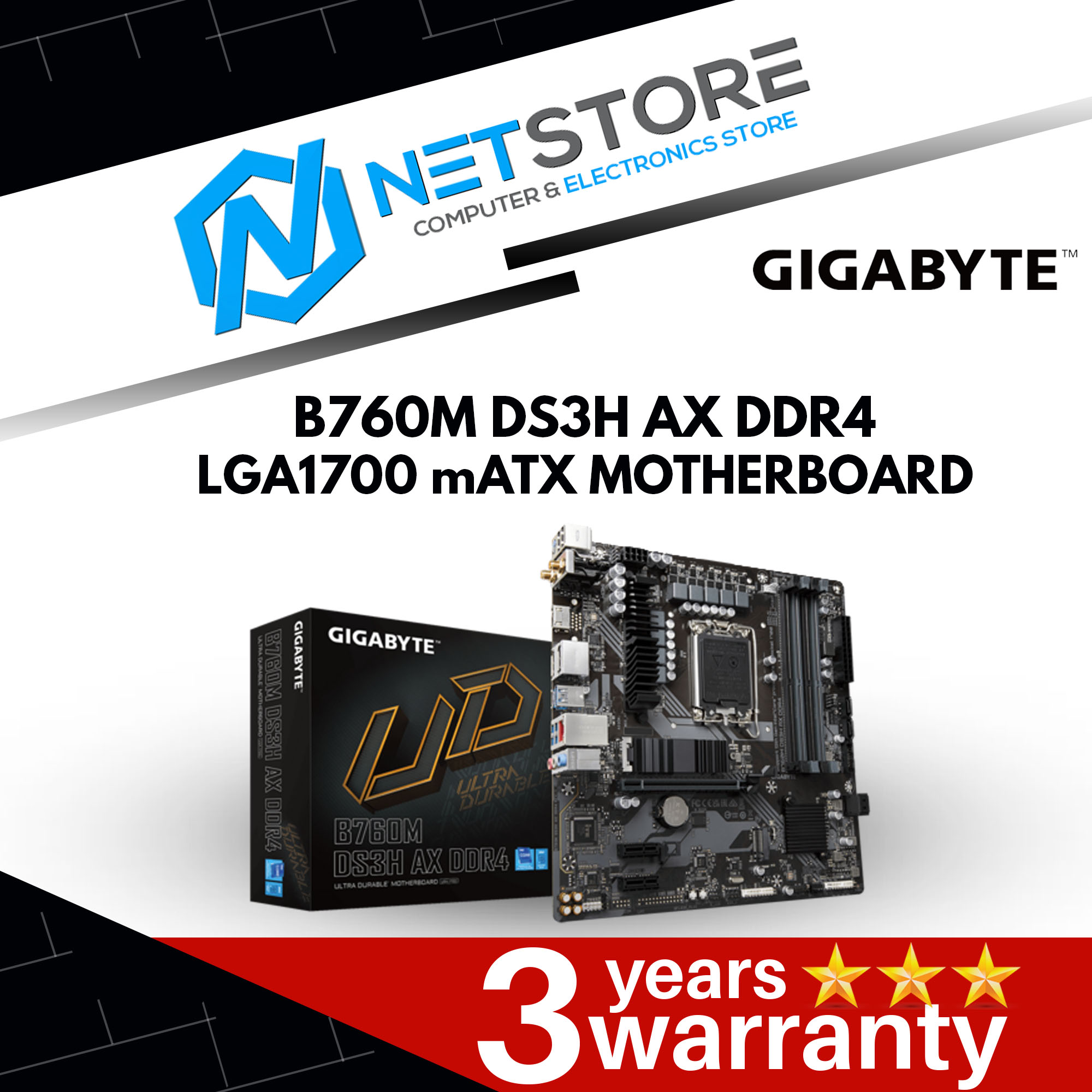 GIGABYTE B760M DS3H AX DDR4 LGA1700 mATX MOTHERBOARD