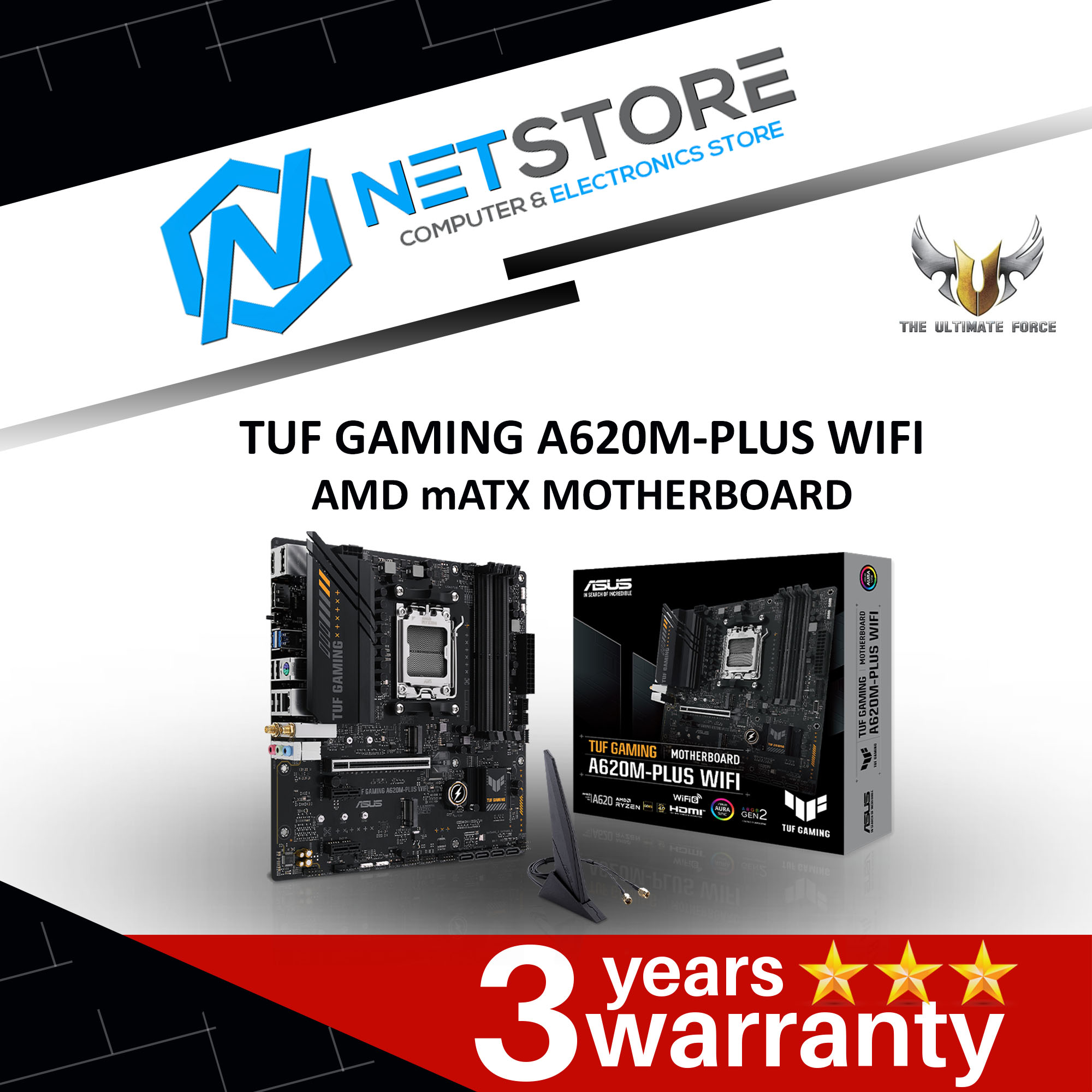 ASUS TUF GAMING A620M-PLUS WIFI AMD mATX MOTHERBOARD - 90MB1F00-M0UAY0