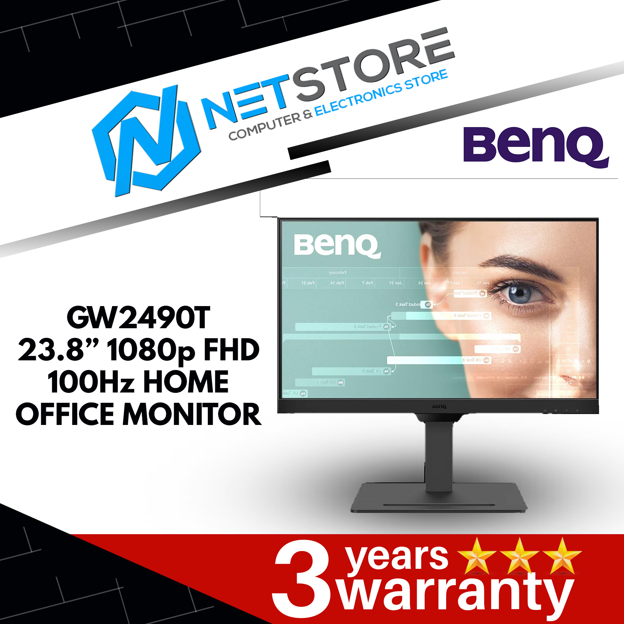 BENQ GW2490T 23.8" 1080p FHD 100Hz HOME OFFICE MONITOR - 9H.LMJLJ.LBP