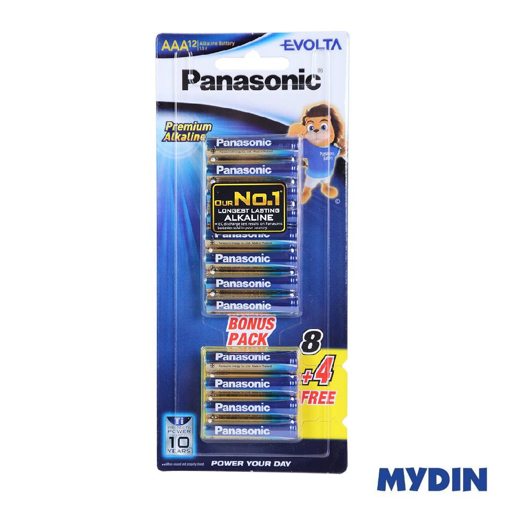 Panasonic Evolta Alkaline 1.5V Battery AAA (8+4 pieces)  LR03EG/12B4
