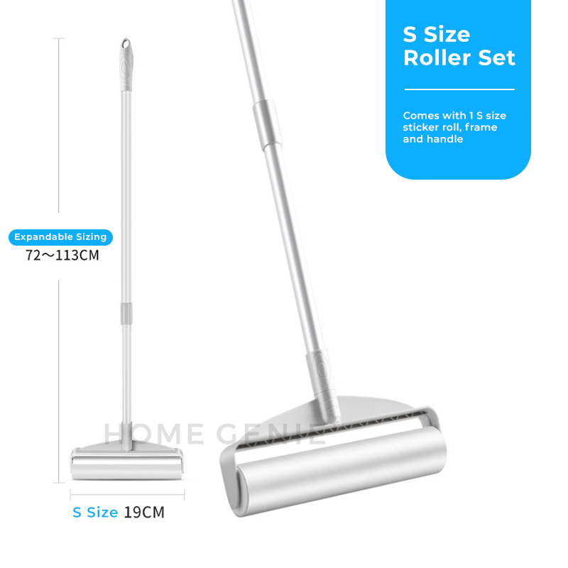 19/24cm Adjustable Sticky Lint Long Handle Remover Roller Sticker Mop Dust Hair Pet Fur Refillable S