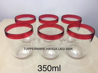 Tupperware Allegra Stemless Glass Red or Purple Set / Gelas Cawan Cup Mug Tumbler Glasses Glassware