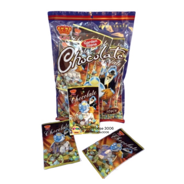 Hepin 12gm x 30's Garden Stone Chewy Chocolate Candy Gula Batu Coklat Makanan Ringan Zaman Dulu 火爆零食