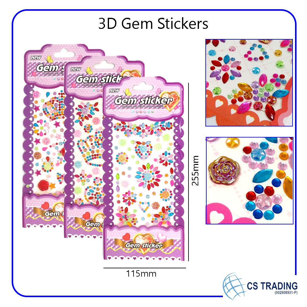 Self Adhesive 3D Glitter Flower Crystal Gems Jewel Diamond Sticker Strip