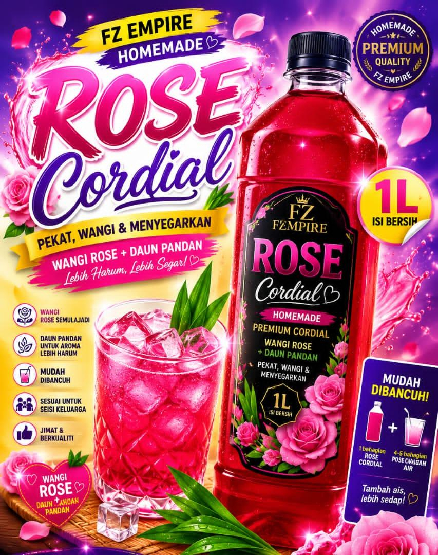 Rose Cordial Homemade By FZ Empire 1L