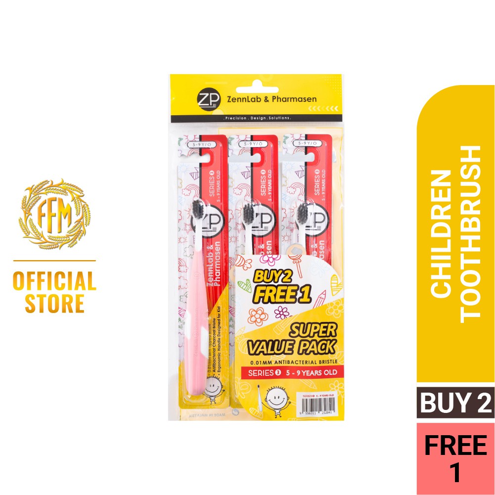 ZennLab & Pharmasen Toothbrush 3's Kid Series 3 (0.01mm Antibacterial) - 5-9 years