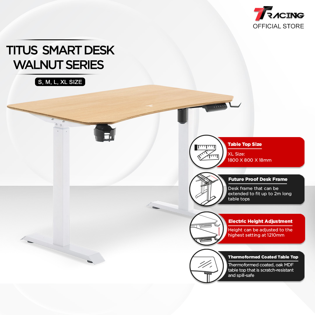 TTRacing Titus Smart Desk Walnut Oak Edition Ergonomic Wood Table Standing Desk