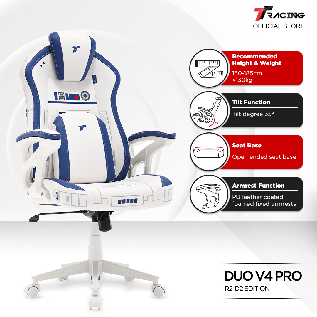 TTRacing Duo V4 Pro R2-D2 Edition Gaming Chair Ergonomic Chair Office Chair Kerusi Gaming - 2 Years 