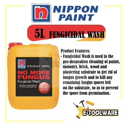 5L Nippon Paint Fungicidal Wash Preparation for Interior & Exterior Wall Brick Wood Kill Fungal Bact