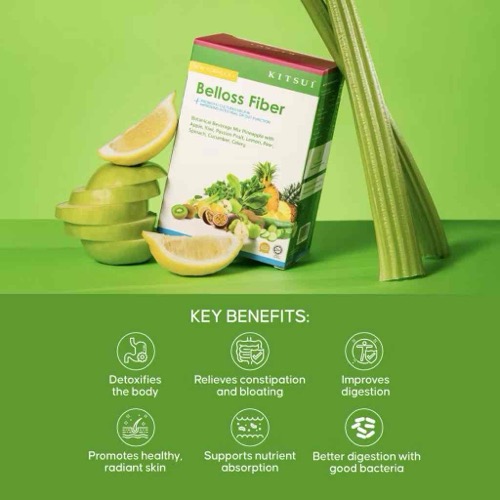 ￼[NEW] KITSUI Belloss Pre + Probiotic 15's x 12g -  Halal Detox Fiber Drink | Sembelit | Prebiotics 