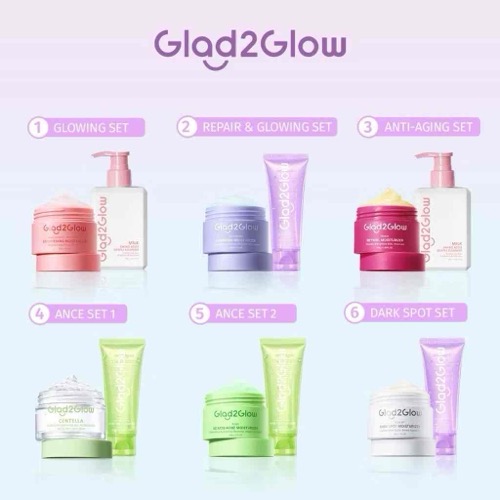 Glad2Glow 2In1 Cleanser+Moisturizer Skincare set Brightening/Anti-aging/Ance/Repair set Face wash gl