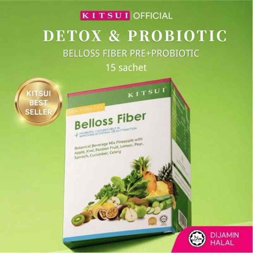 NEW KITSUI Belloss Pre + Probiotic 15's x 12g Halal Detox Fiber Drink | Prebiotics Probiotics Drink
