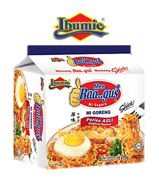 [HALAL] Ibumie Mee Baagus Mi Segera  Mi Goreng (70g x 5pcs) - Asli / Pedas