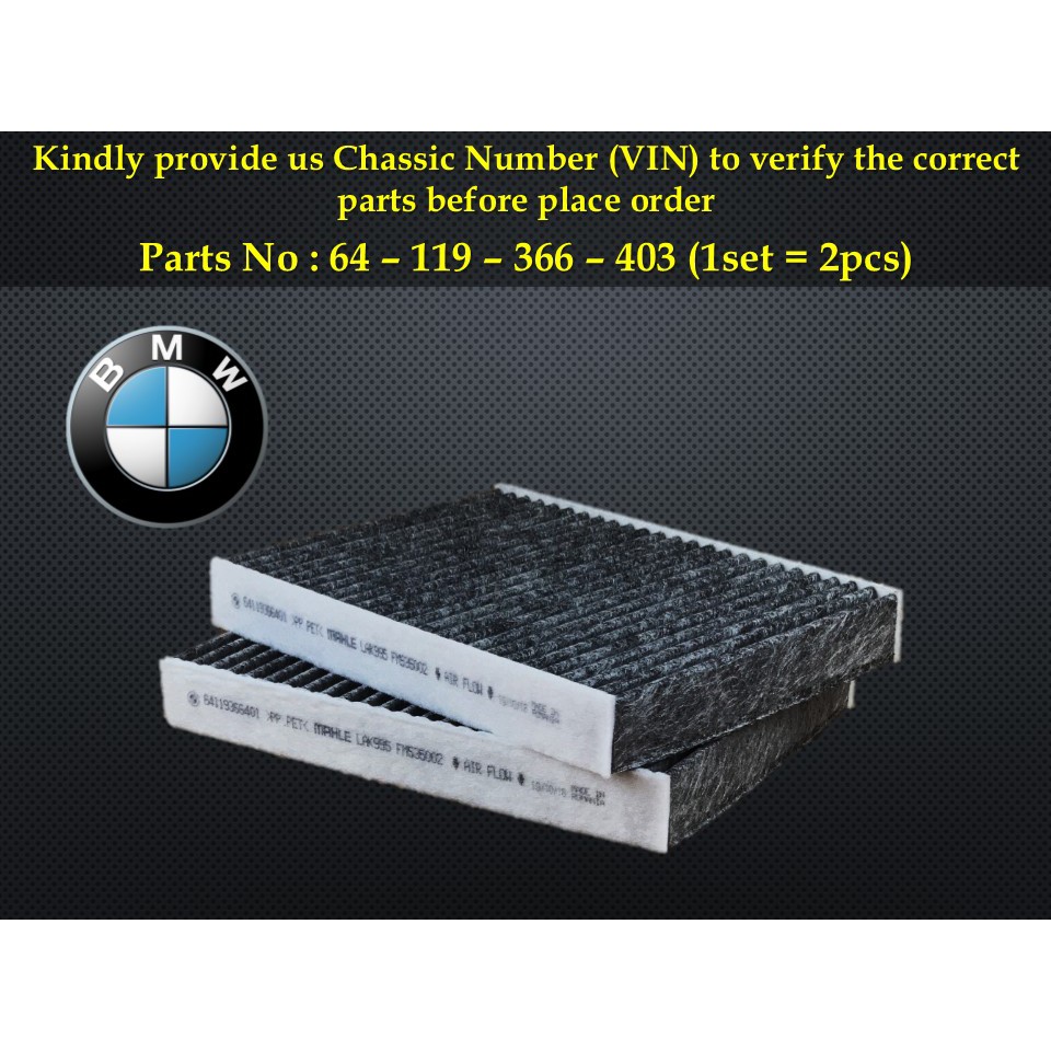 BMW - G30 G31 G32 G11 G12 F90 730i 525d 530i 630i Aircond Filter Cabin Air Filter (1set X 2pcs) 64-1